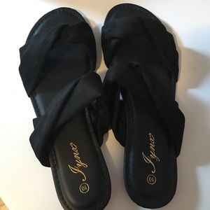 Black slip on sandals size 10